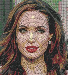 Elegant Woman Mosaic Portrait – 30×33 cm