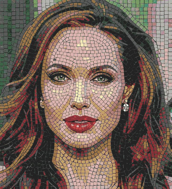 Elegant Woman Mosaic Portrait - 30x33 cm