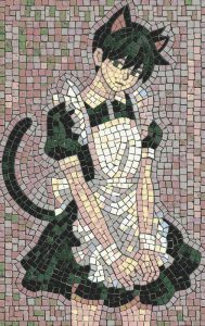 Cat-Girl Maid Mosaic Art – 60×95 cm