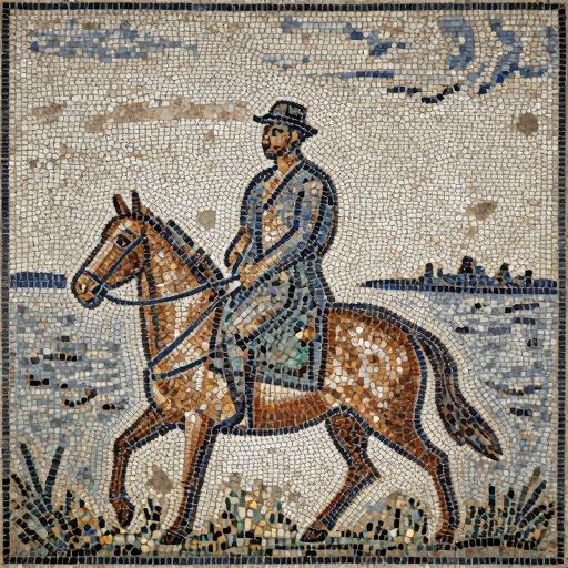 The Rider Mosaic Art - Opus Tessellatum Style