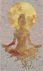 Golden Meditation Mosaic Art – Spiritual Enlightenment