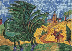 Mythological Battle Mosaic Art