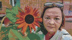 Woman and Sunflower Mosaic Art