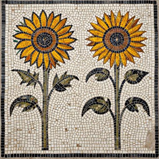 Handcrafted Sunflower Mosaic Art - Opus Tessellatum
