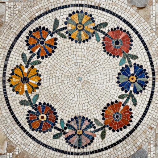 Art Deco Floral Wreath Mosaic Art