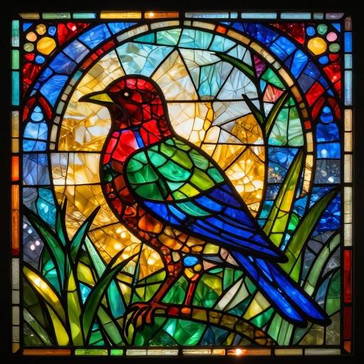 Colorful Bird Stained Glass Mosaic Art