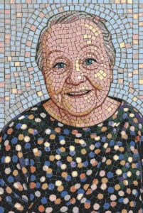 Mosaic Portrait of a Smiling Elderly Woman