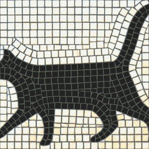 Black Cat Minimalist Mosaic Art – 10×10 cm