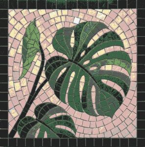 Tropical Monstera Leaf Mosaic Art – 20×20 cm