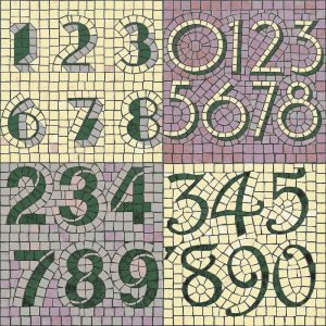 Green Numbers Mosaic Art – 60×60 cm
