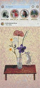 Whimsical Mouse and Flowers Mosaic Art