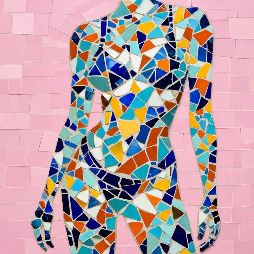 Sensual Female Silhouette Trencadís Mosaic Art