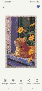 Ginger Cat with Yellow Flowers Mosaic Art