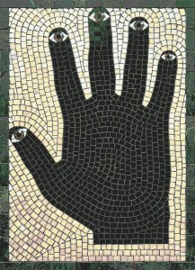 Surreal Eye-Hand Mosaic Art – Mystical Wall Decor