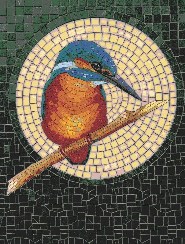 Vibrant Kingfisher Mosaic Art - 60x80 cm