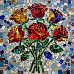 Custom Rose Bouquet Mosaic Art – Opus Incertum Style
