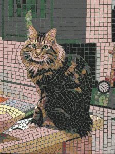Elegant Fluffy Cat Mosaic Art – 60×80 cm