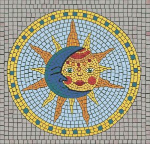Sun and Moon Celestial Mosaic Art