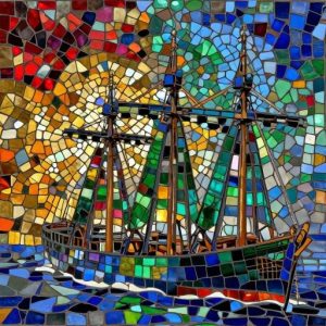 Cruiser Aurora Mosaic Art – Custom Opus Incertum Ship