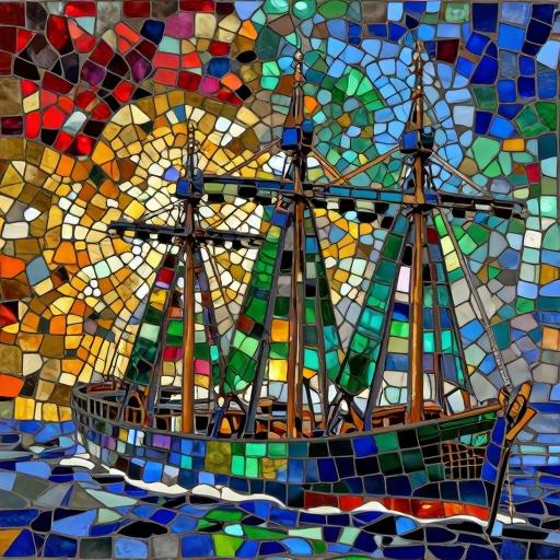 Cruiser Aurora Mosaic Art - Custom Opus Incertum Ship