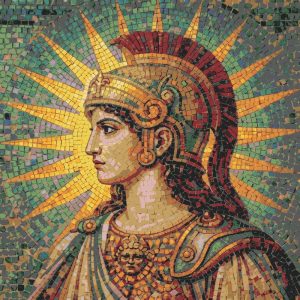 Athena Goddess Mosaic Art – Classical Style