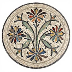 Art Deco Floral Circular Mosaic Table Top