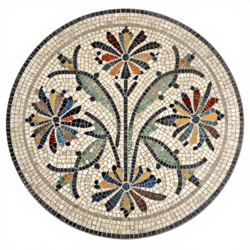 Art Deco Floral Circular Mosaic Table Top