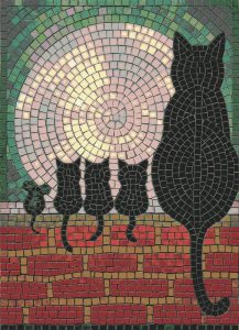 Black Cats and the Full Moon Mosaic Art