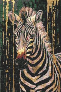 Elegant Zebra Mosaic Art – 60×90 cm