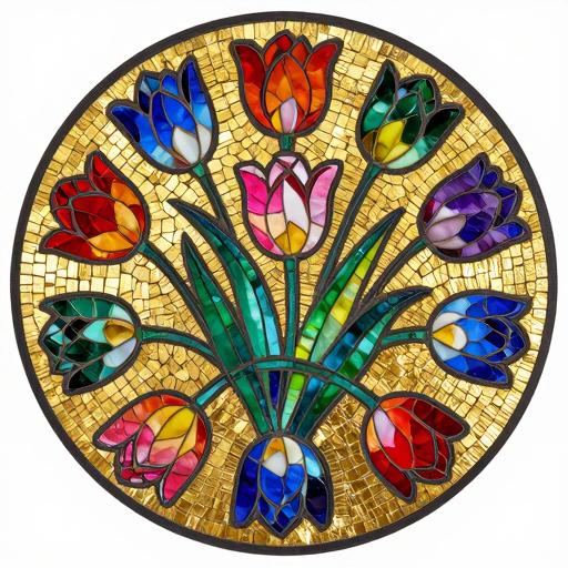 Custom Byzantine Tulip Mosaic Tabletop