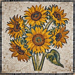 Sunflower Bouquet Mosaic Art – Custom Opus Tessellatum