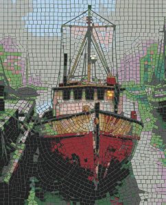 Red Ship Bow Mosaic Art