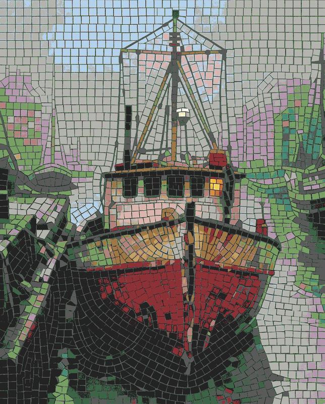 Red Ship Bow Mosaic Art