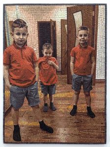 Three Brothers Mosaic Portrait – Red Polo Shirts