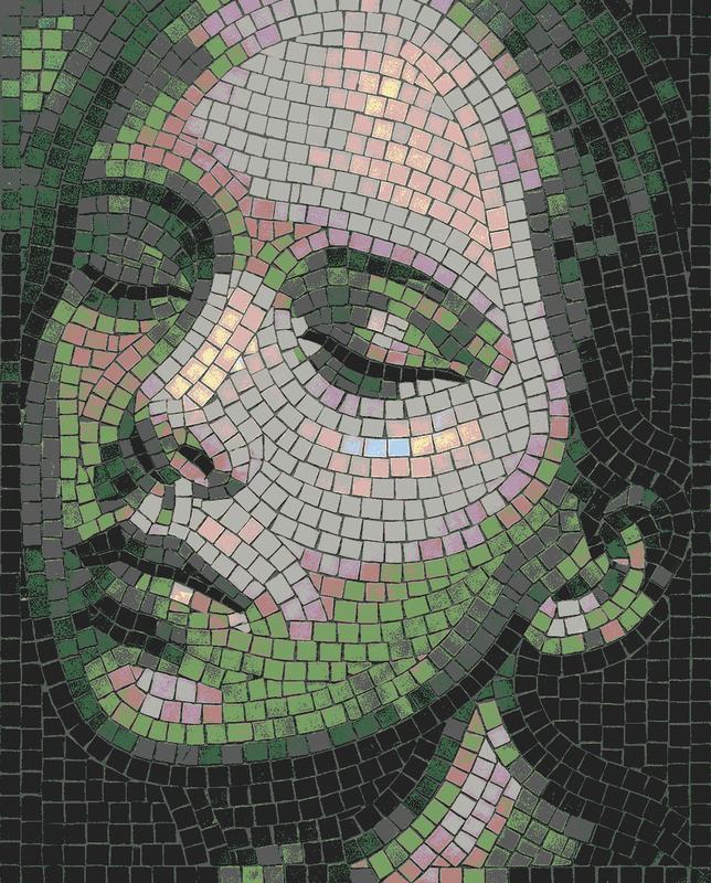 Serene Face Mosaic Art - Peaceful Portrait