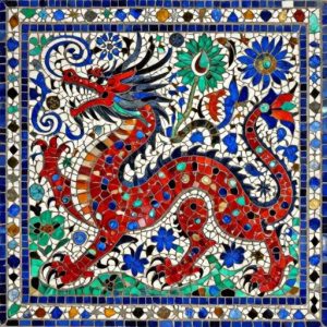 Red Dragon Florentine Mosaic Art