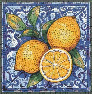 Vibrant Lemon Mosaic Art – 60×60 cm