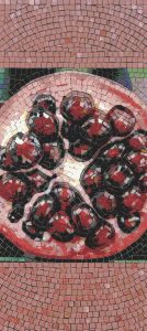 Mosaic Still Life: Ripe Red Cherries