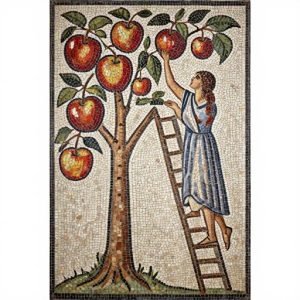 Girl and Fruit Tree Mosaic Art