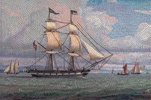 Majestic Sailing Ship Mosaic Art
