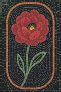 Red Flower Mosaic Art – Elegant Nature Wall Decor