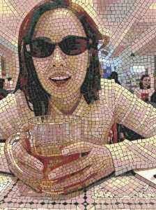 Modern Woman with Coffee Mosaic Art