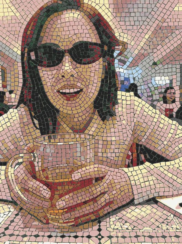 Modern Woman with Coffee Mosaic Art