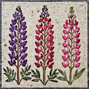 Elegant Lupine Flowers Mosaic Art – Opus Tessellatum