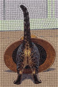 Mosaic Art: Curious Cat Looking Out the Window