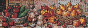 Vibrant Fruit and Vegetable Mosaic Still Life