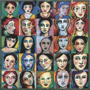 Diverse Women Faces Mosaic Art – 25×25 cm