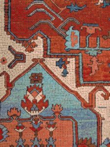 Abstract Geometric Mosaic Art – Terracotta and Blue