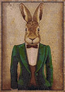 Sophisticated Rabbit Mosaic Art – Anthropomorphic Portrait