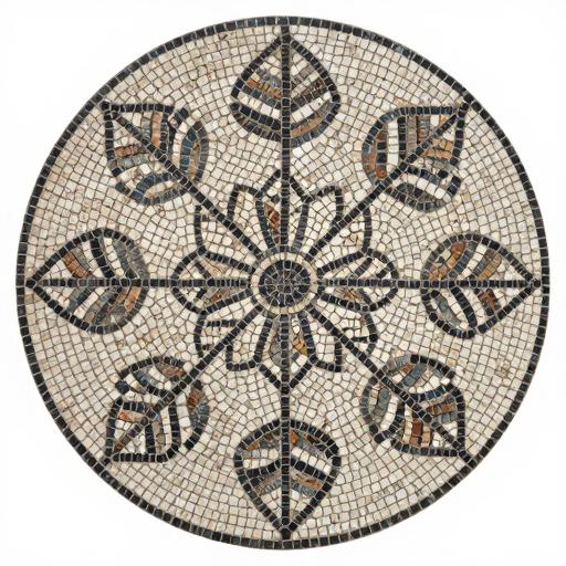 Poinsettia Flower Circular Mosaic Art - Opus Tessellatum